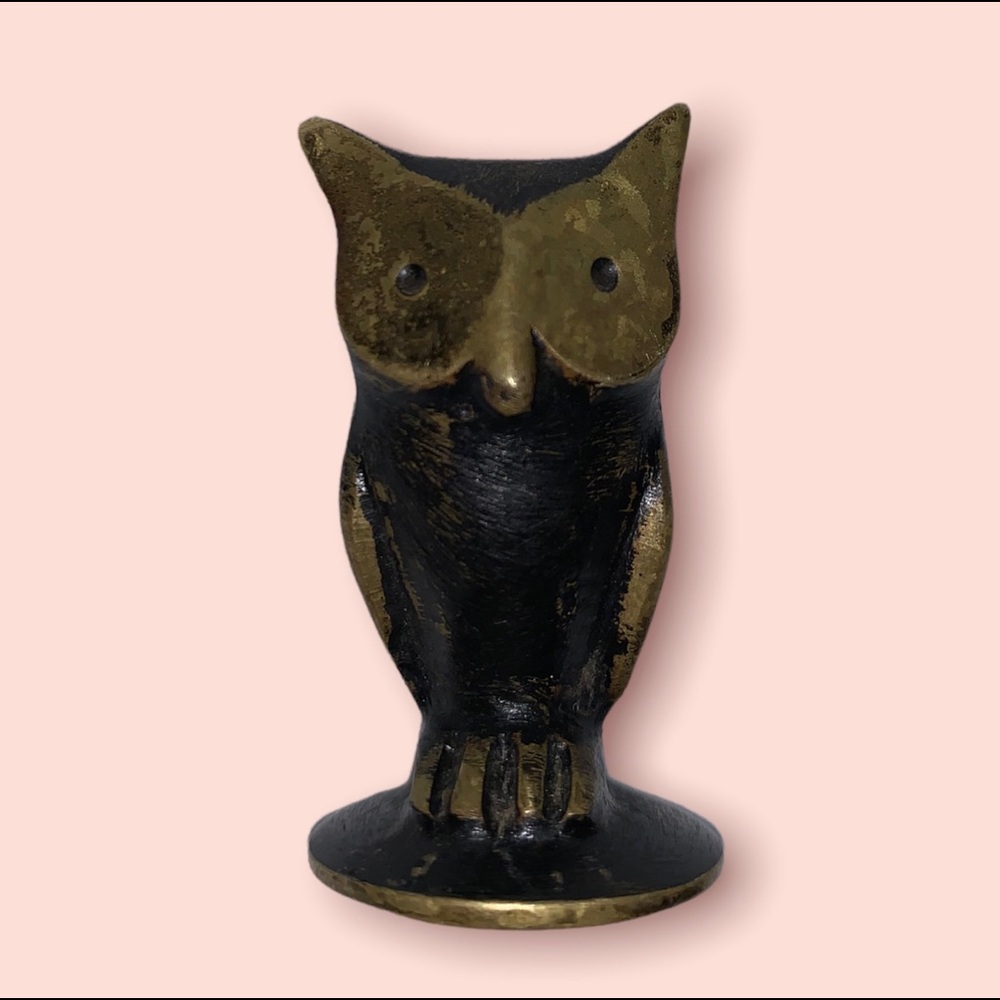 Mid-Century Walter Bosse Brass Owl figurine